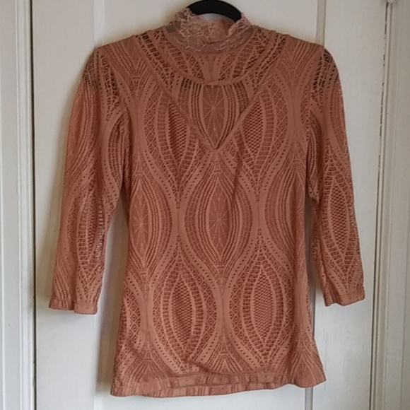 Free People Tops - Free People Lace Mock Neck Top